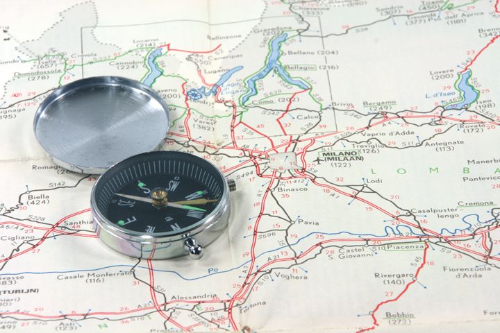 Picture Of Map And Magnetic Comapss